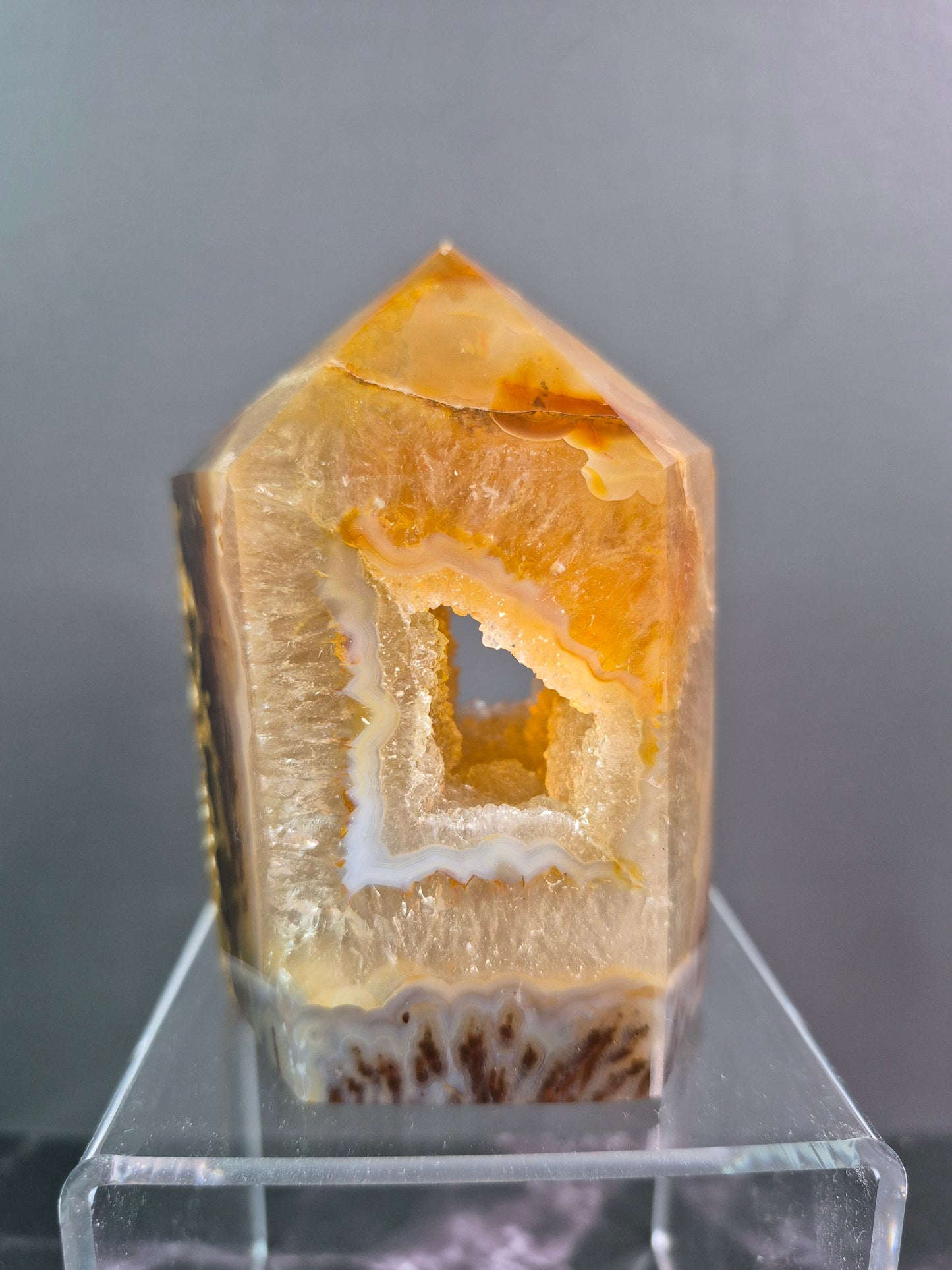 Golden Agate Tower with Druzy Portal