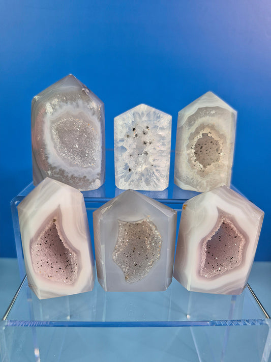 Icy Mini Druzy Agate Towers (6)