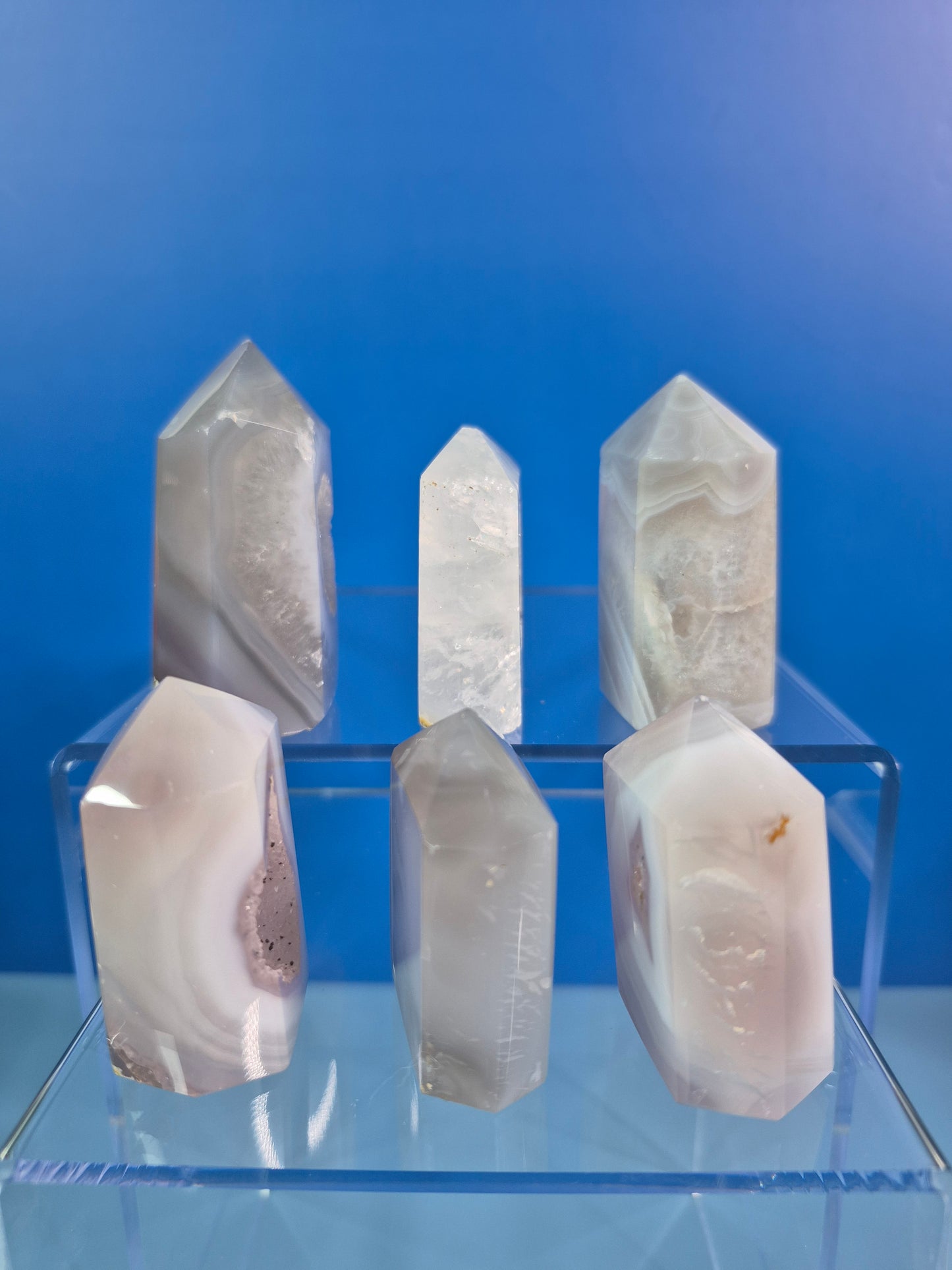 Icy Mini Druzy Agate Towers (6)