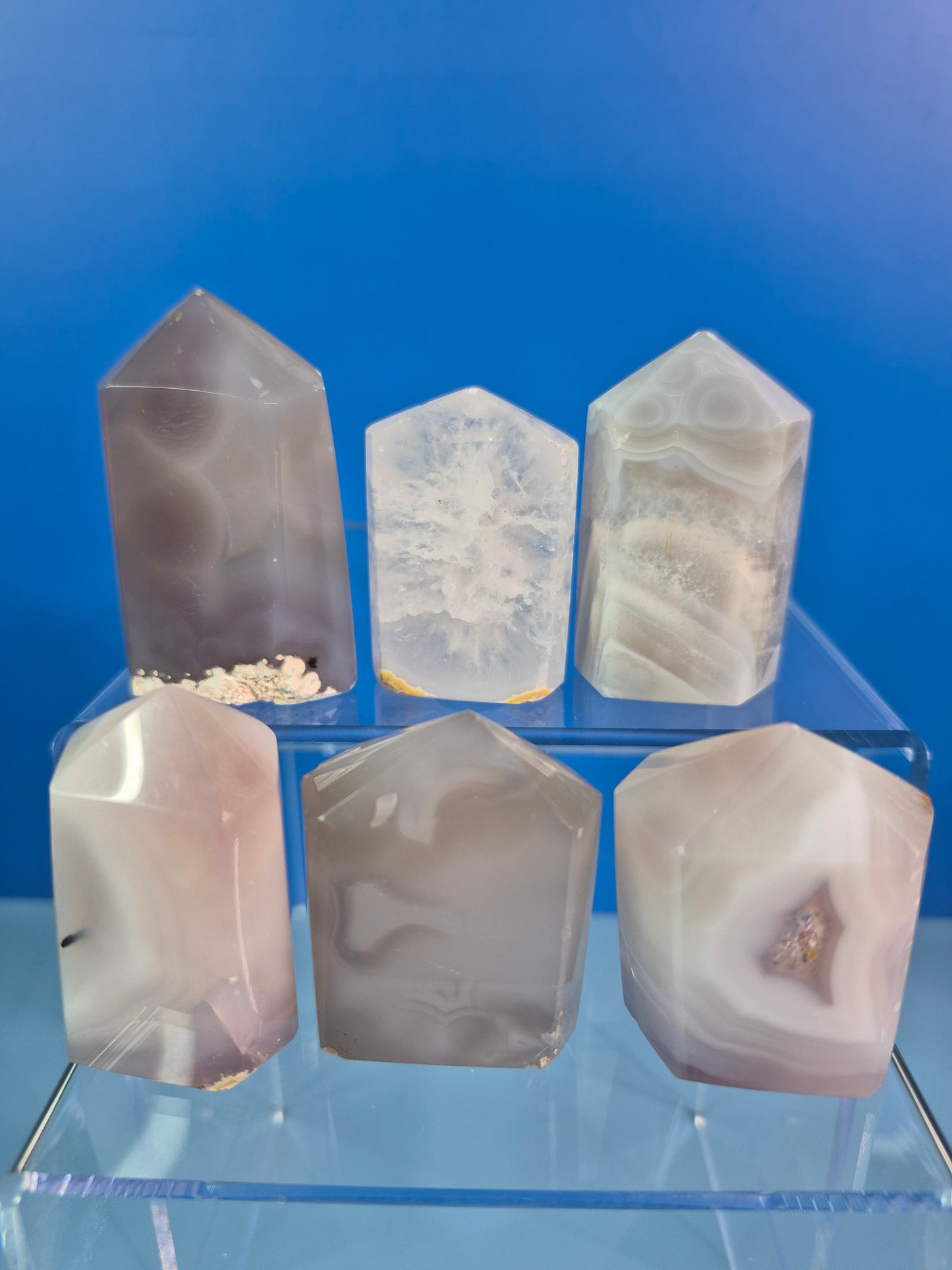 Icy Mini Druzy Agate Towers (6)