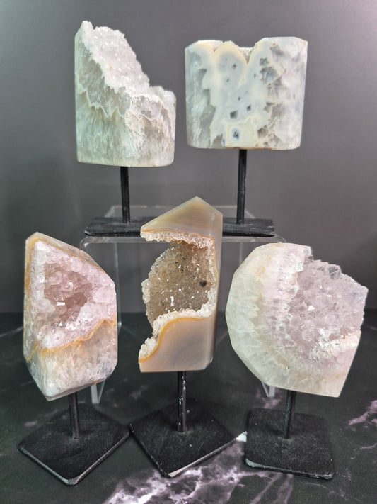 Small Druzy Agate Free Forms on Stands