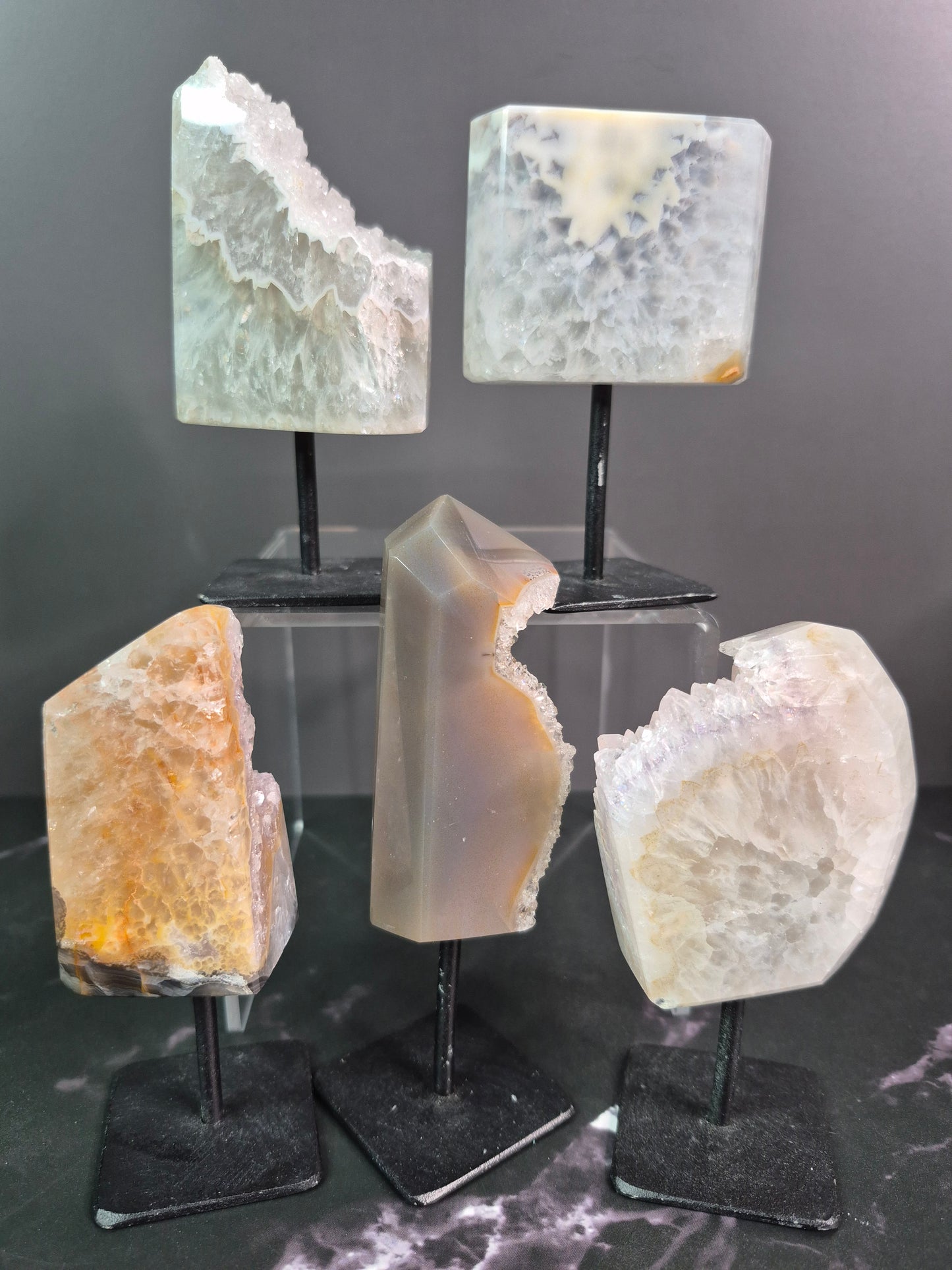 Small Druzy Agate Free Forms on Stands