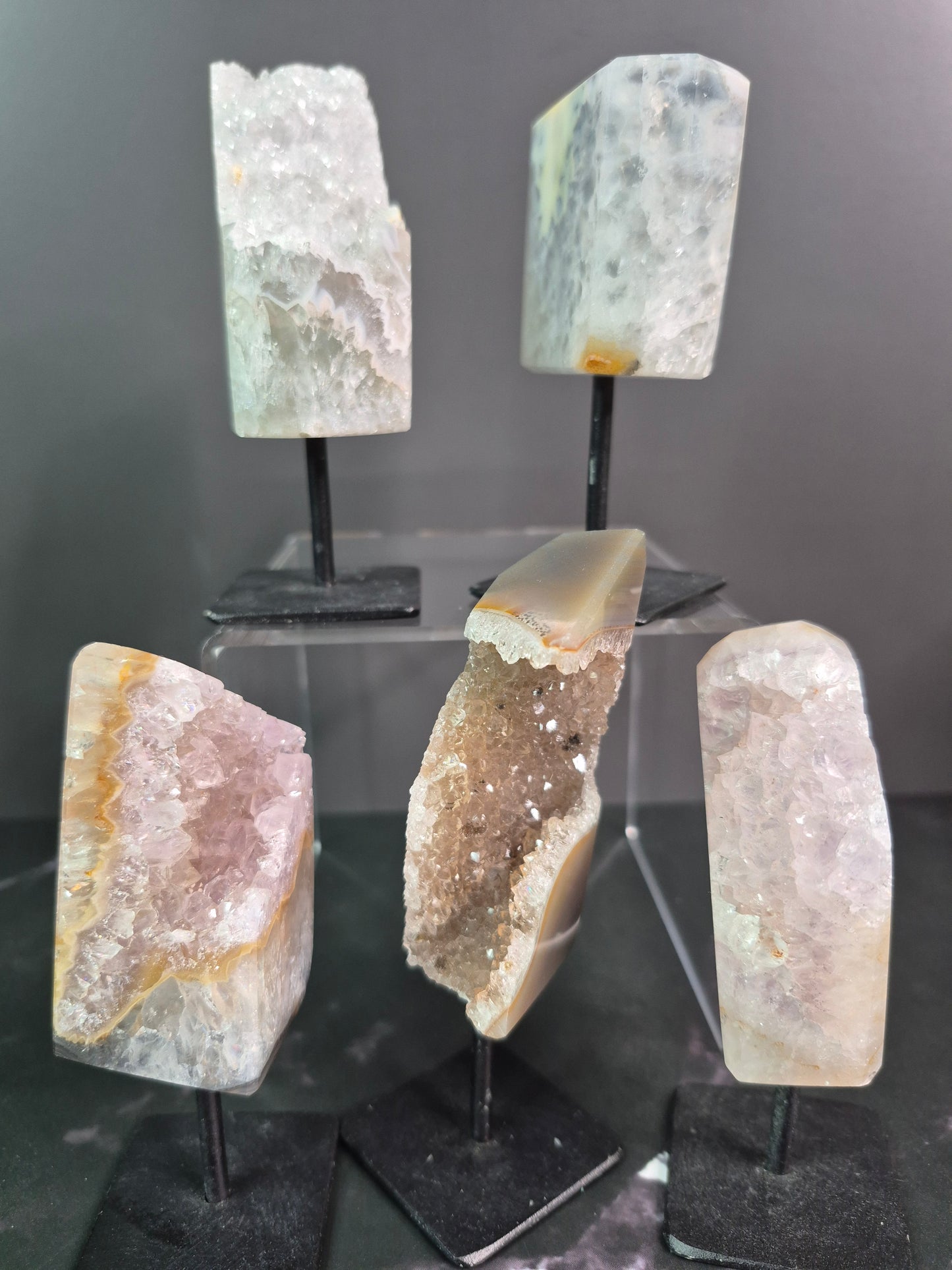 Small Druzy Agate Free Forms on Stands