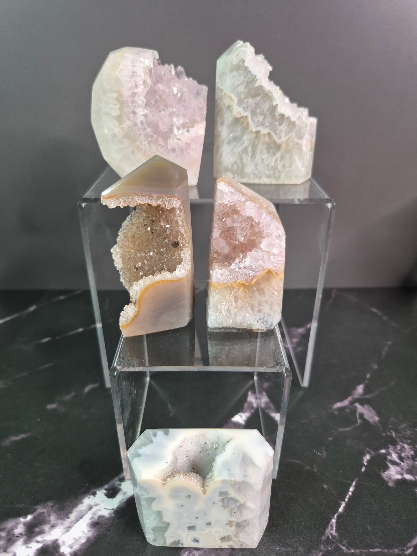 Small Druzy Agate Free Forms on Stands