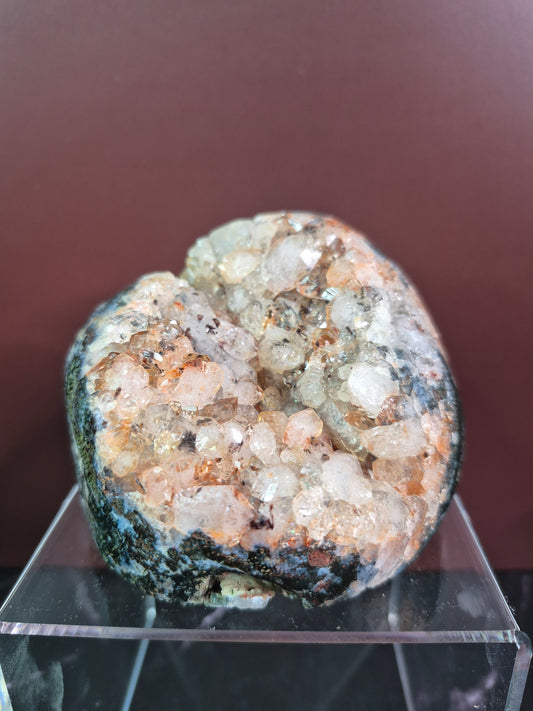 Druzy Pink Amethyst with Moss Agate Free Form