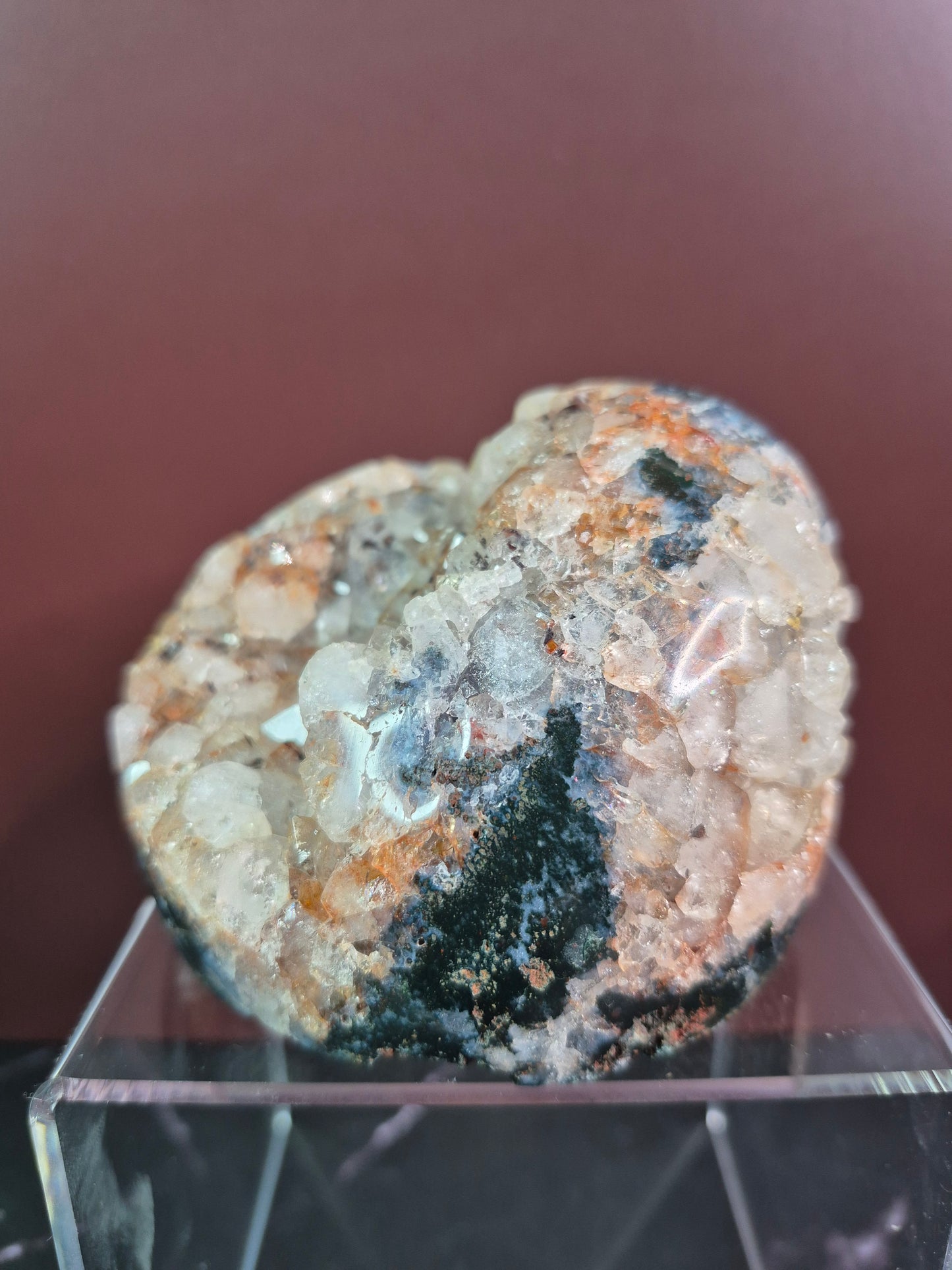 Druzy Pink Amethyst with Moss Agate Free Form