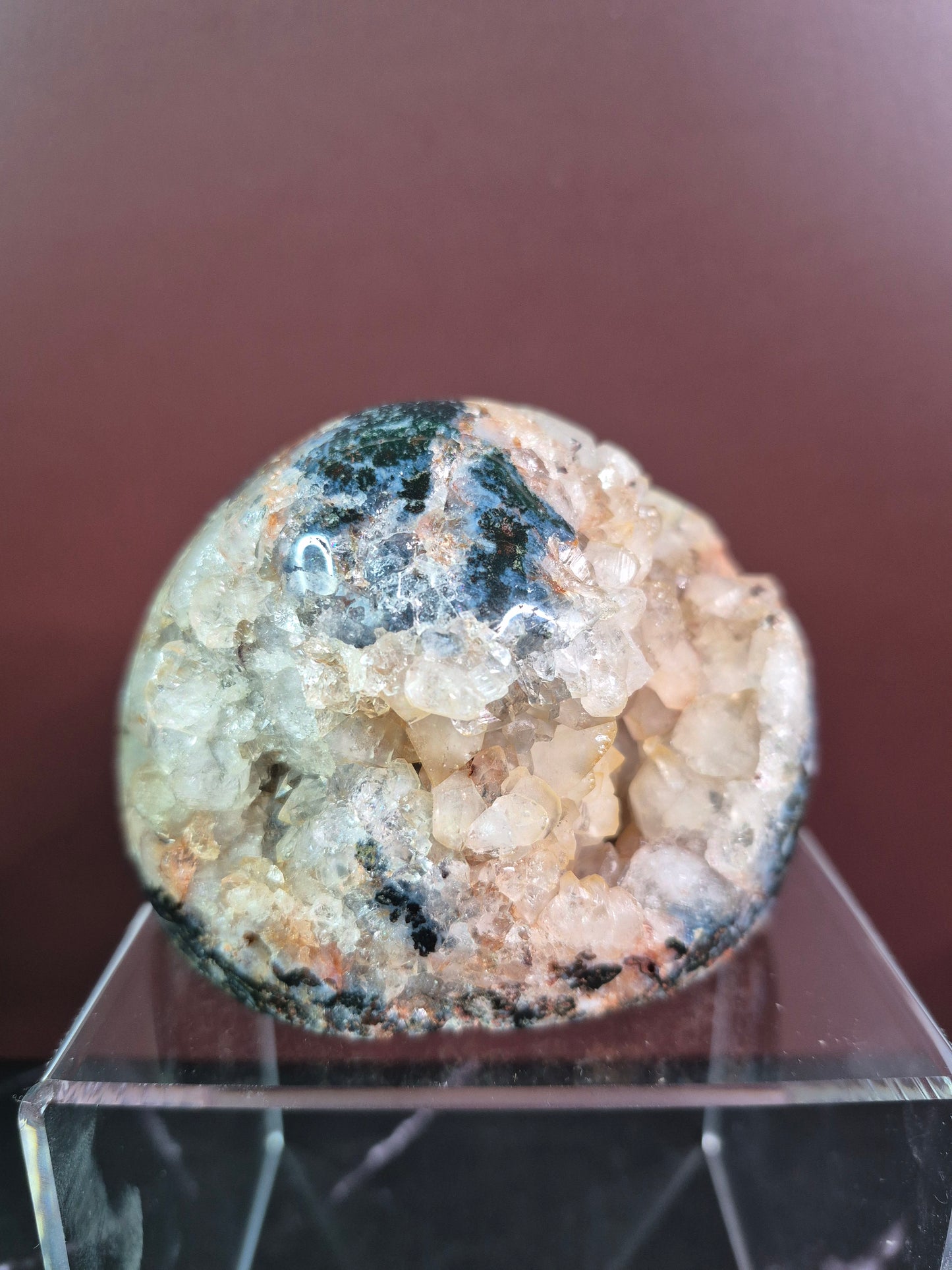 Druzy Pink Amethyst with Moss Agate Free Form
