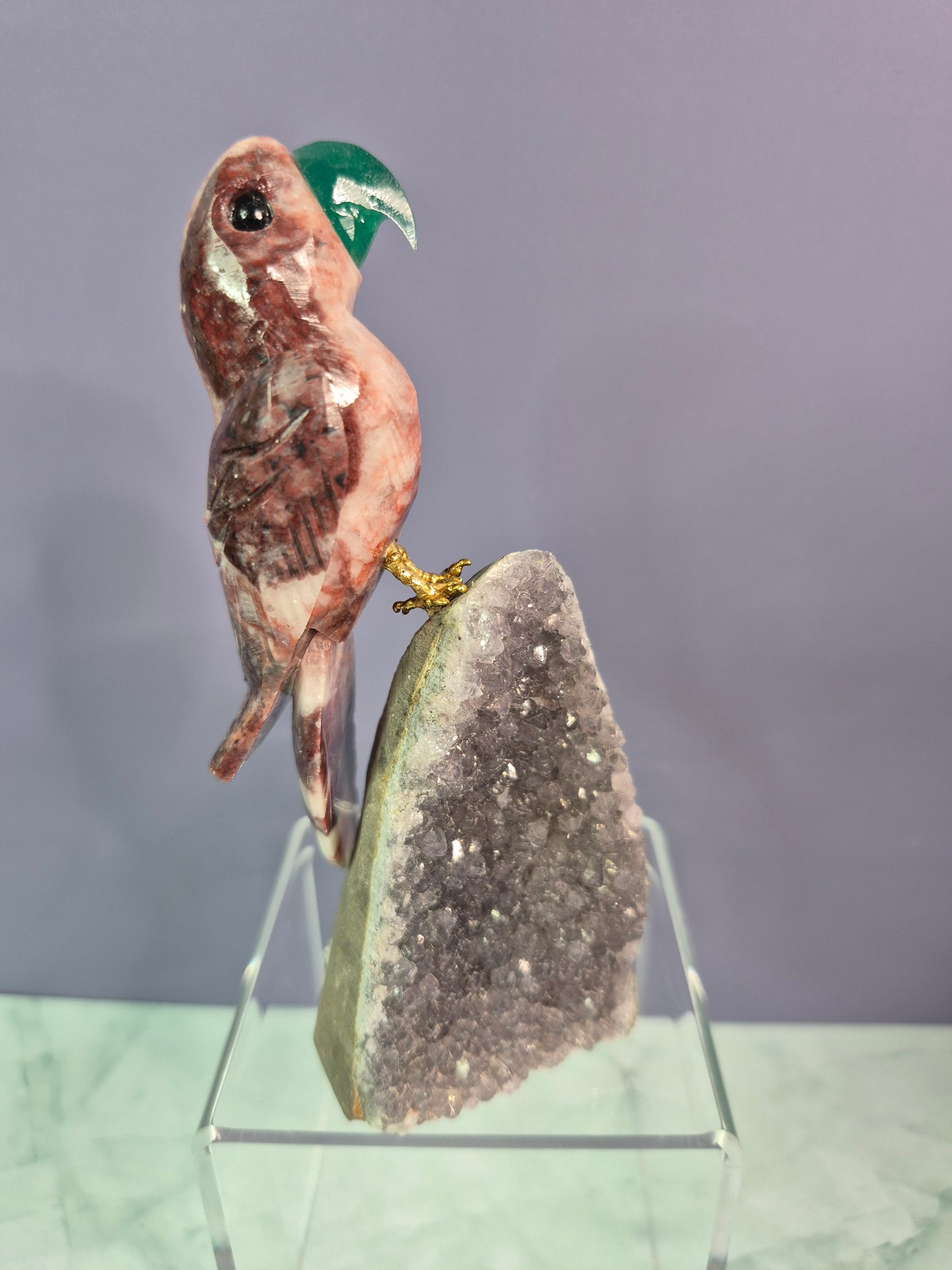 Stunning Parrots on Crystal Bases