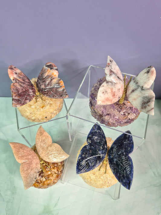 Gorgeous Butterflies on Crystal Base