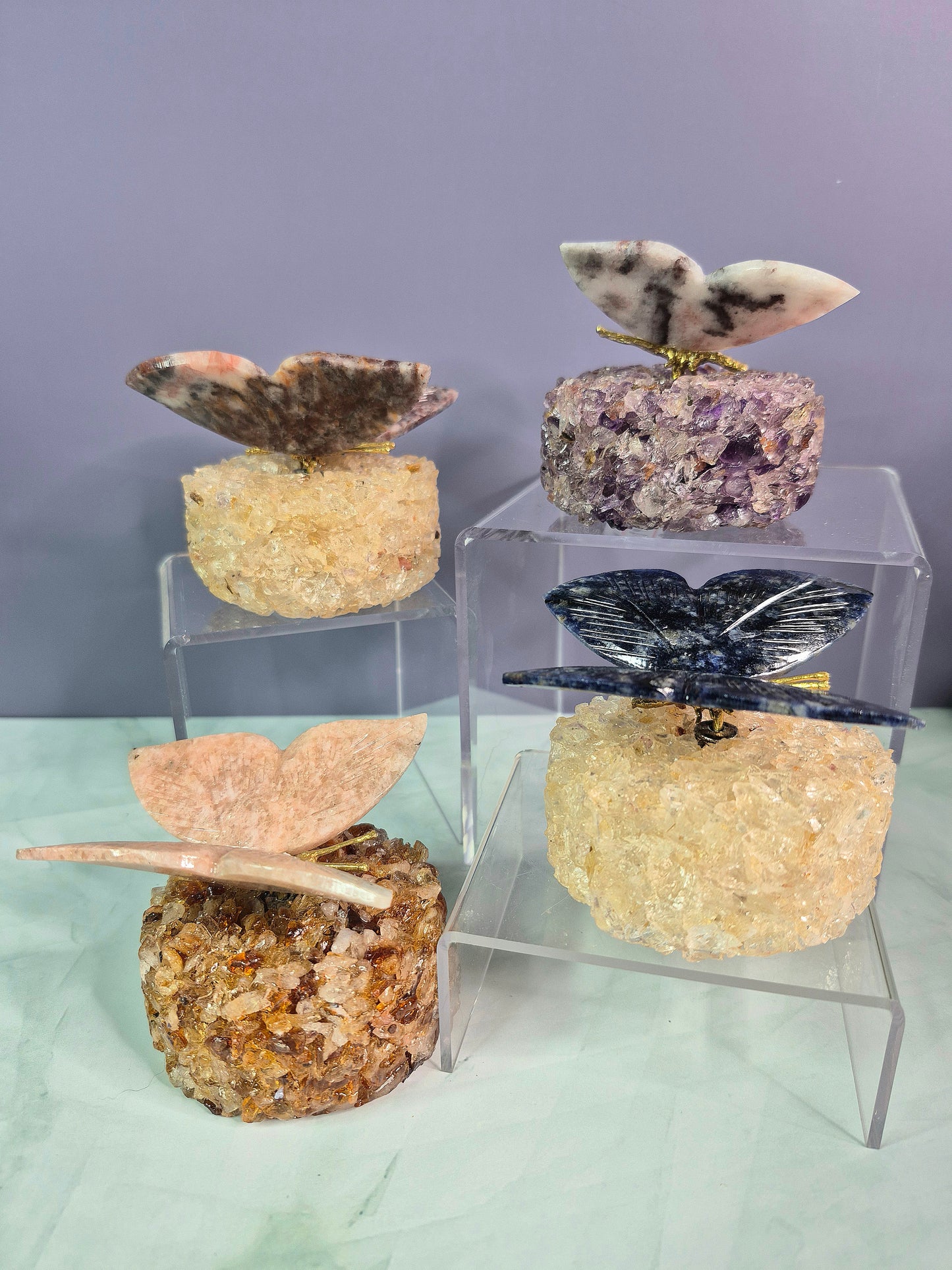 Gorgeous Butterflies on Crystal Base