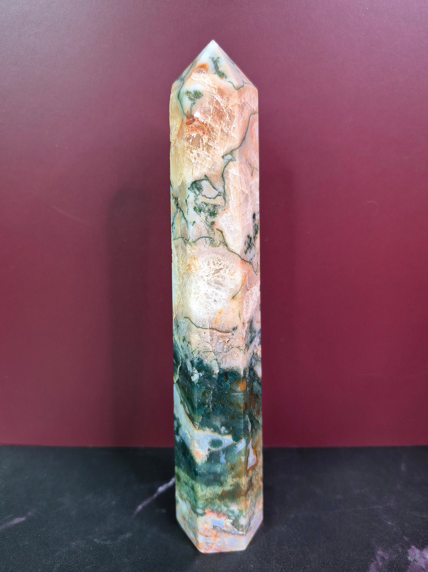 Green Moss Agate Tower