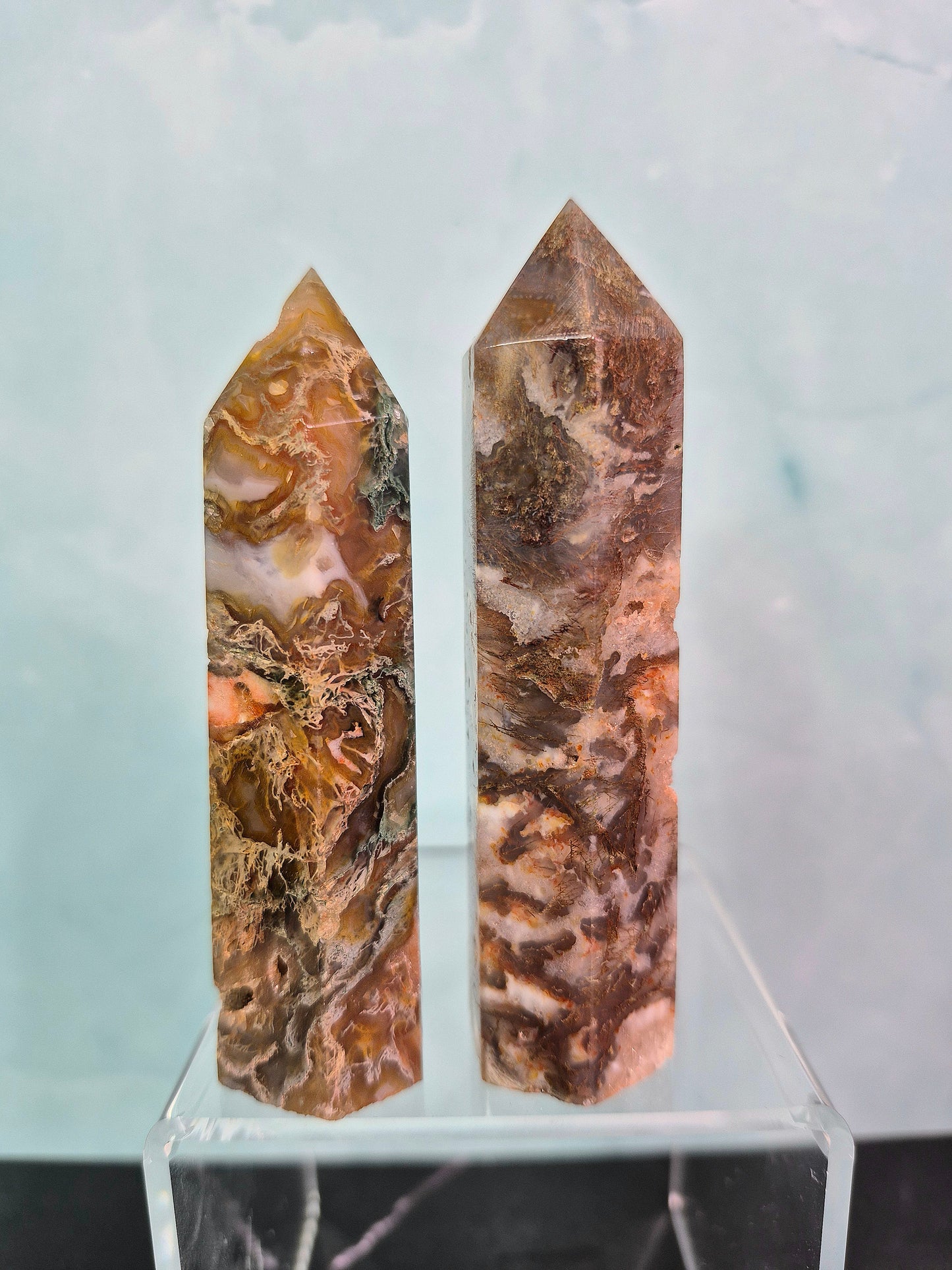 Red Moss Agate Towers (Sm)