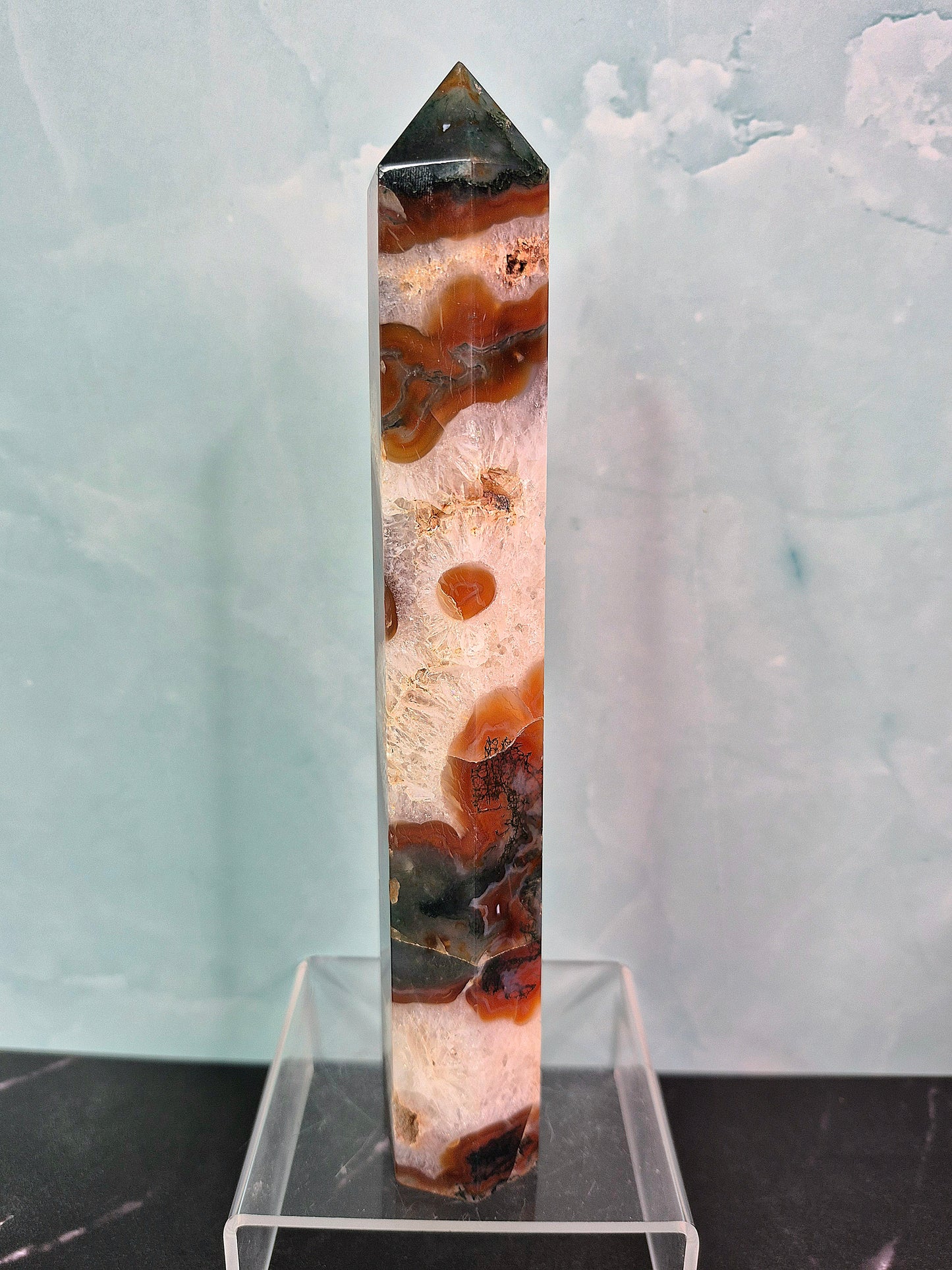 Red Moss Agate Towers