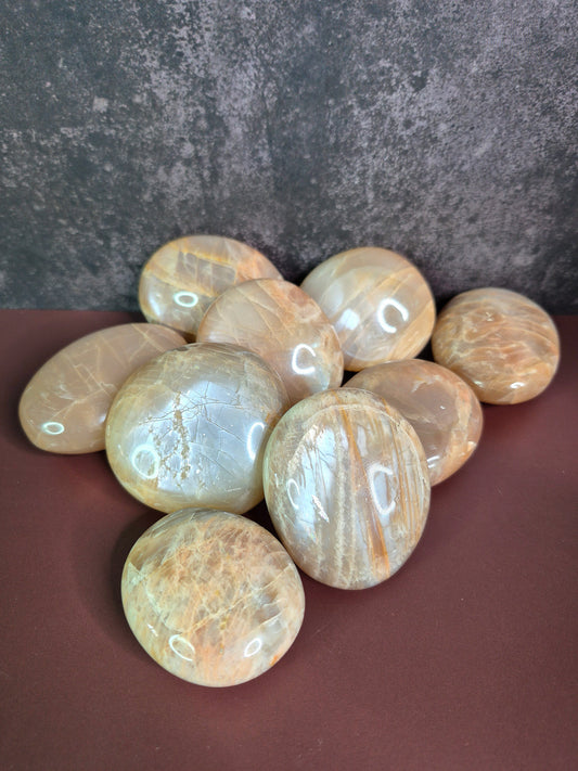 Peach Moonstone Palm Stones