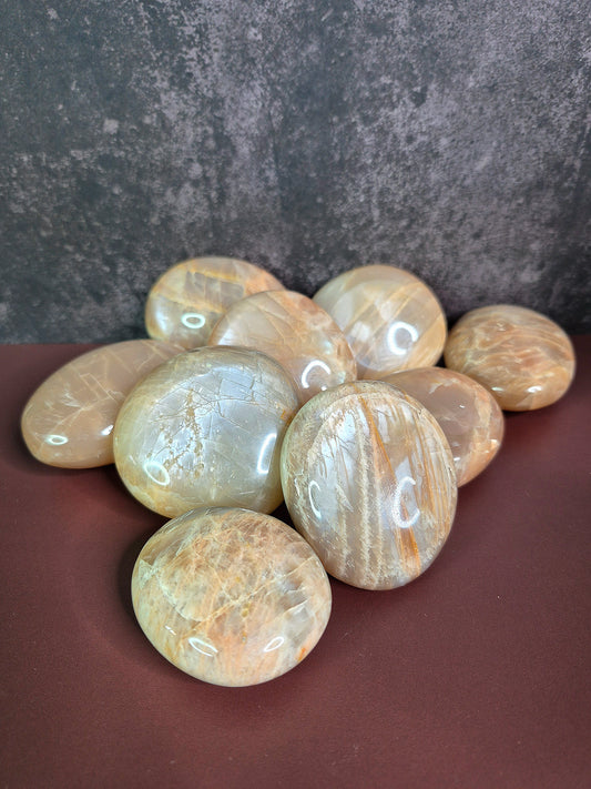 Peach Moonstone Palm Stones