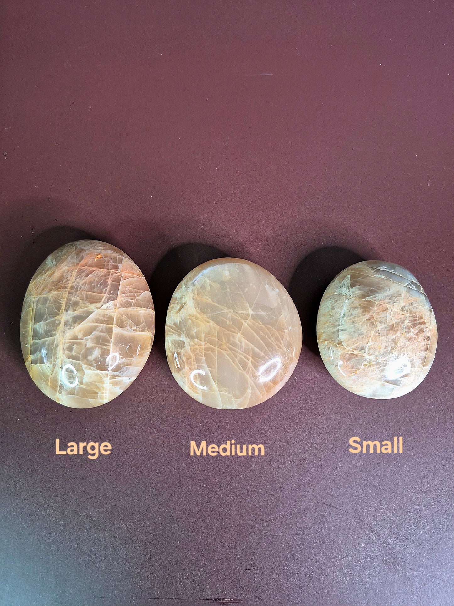 Peach Moonstone Palm Stones