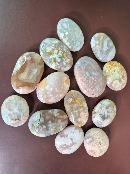Flower Agate Palm Stones