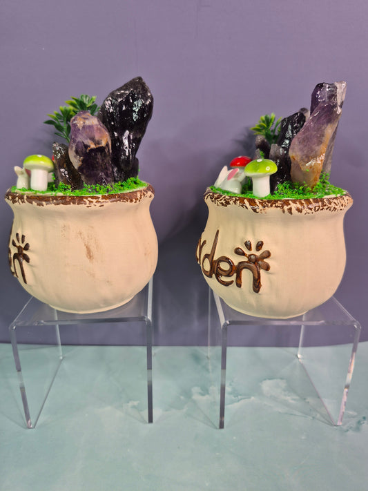 Whimsical Amethyst Garden Pot