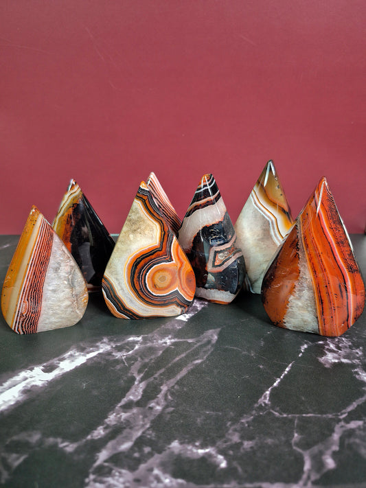 Red and Black Stripe Agate Arrowhead