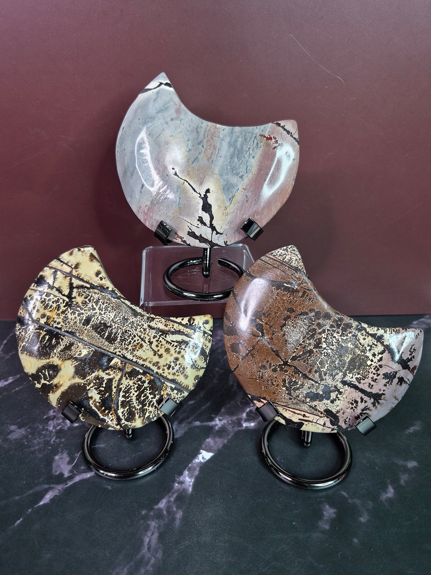 Dendritic Picture Jasper Crescent Moons