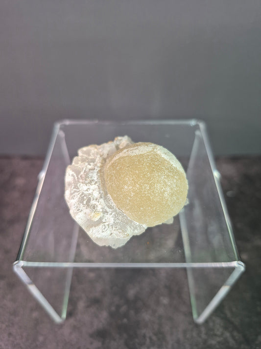 Botryoidal Fluorite Ball on Quartz Cluster