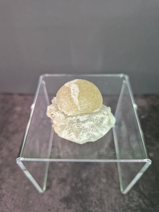 Botryoidal Fluorite Ball on Quartz Cluster