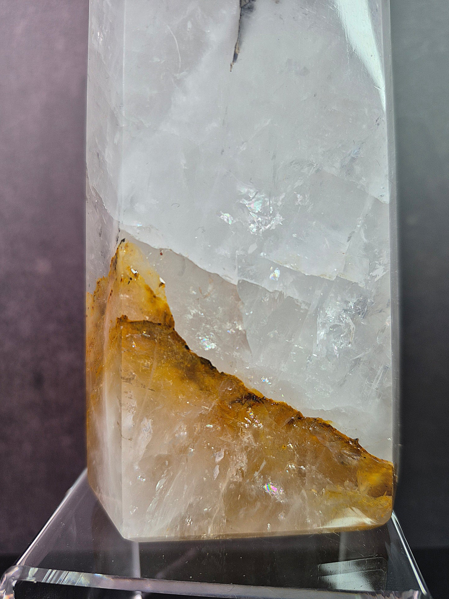 Large Quartz Tower with Golden Healer