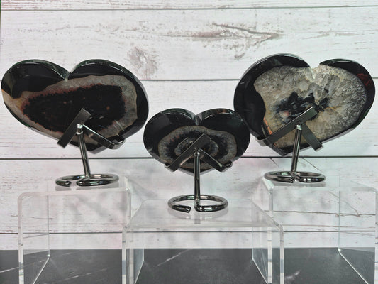 Black Agate Hearts with Druzy