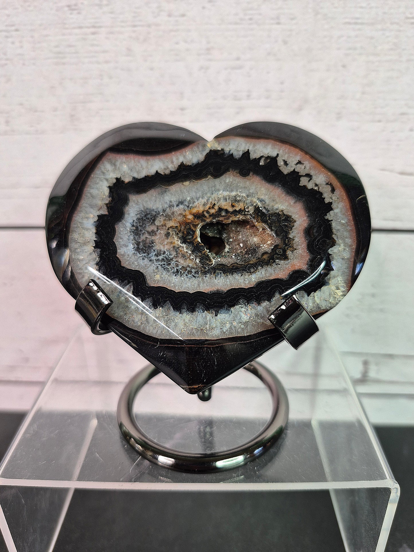 Black Agate Hearts with Druzy