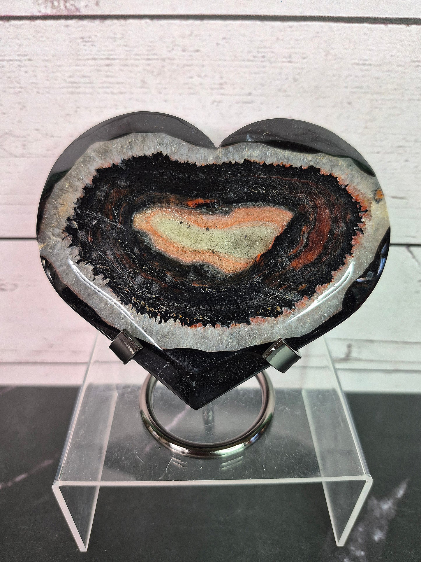 Black Agate Hearts with Druzy