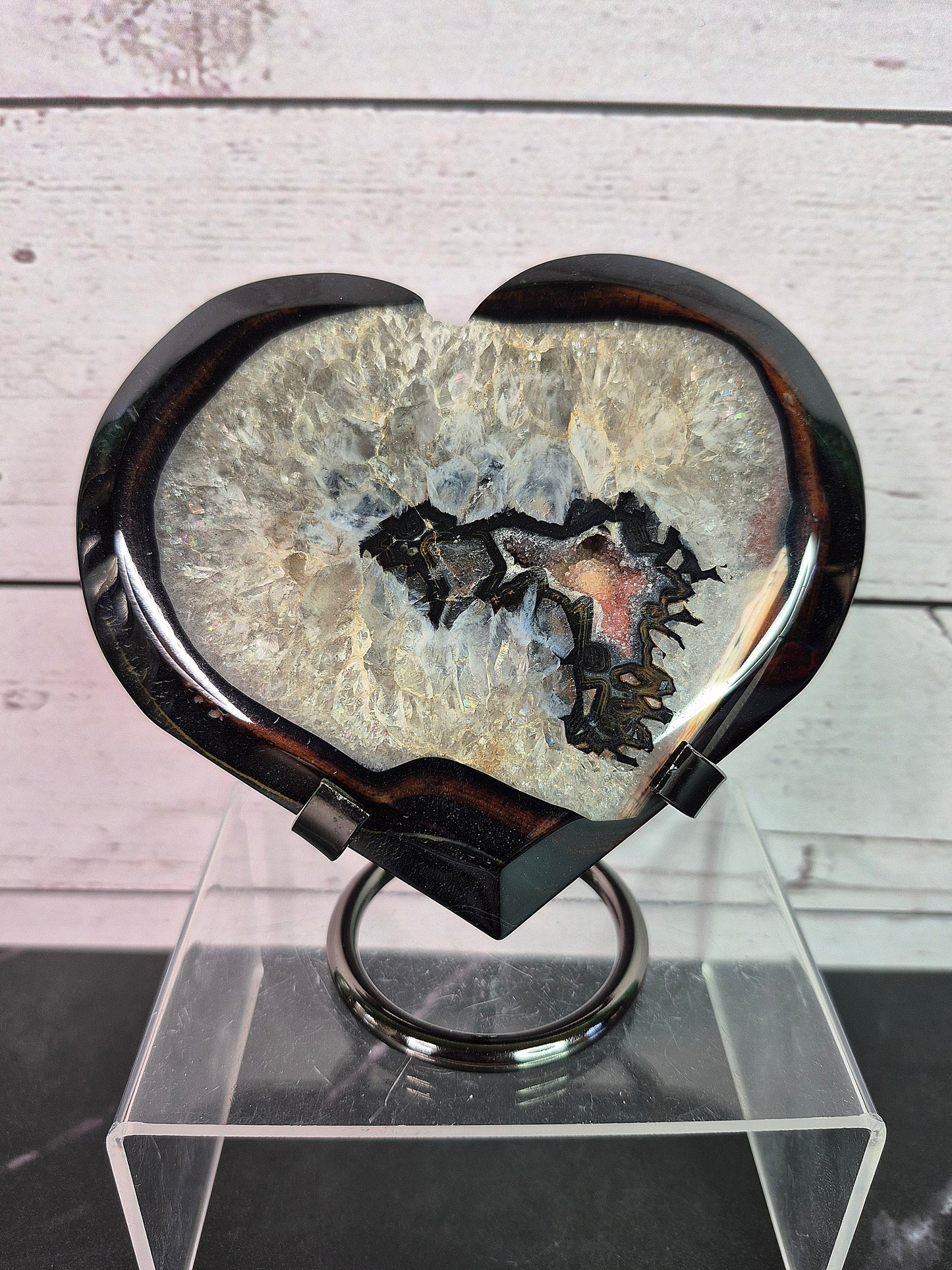 Black Agate Hearts with Druzy