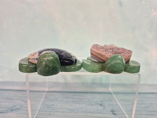 Green Aventurine Turtles with Sodalite and Amethyst