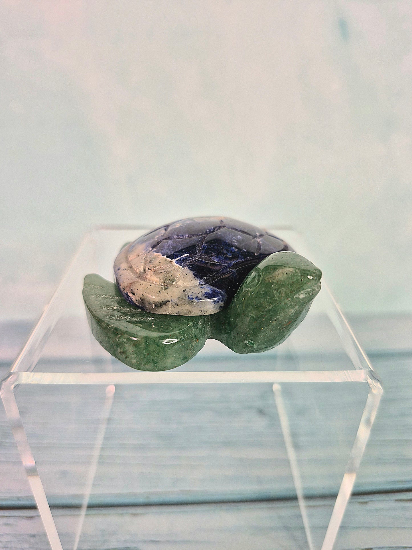 Green Aventurine Turtles with Sodalite and Amethyst