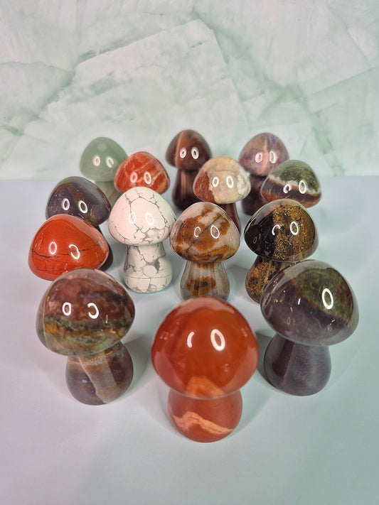 Mixed Crystal Mushroom Carvings