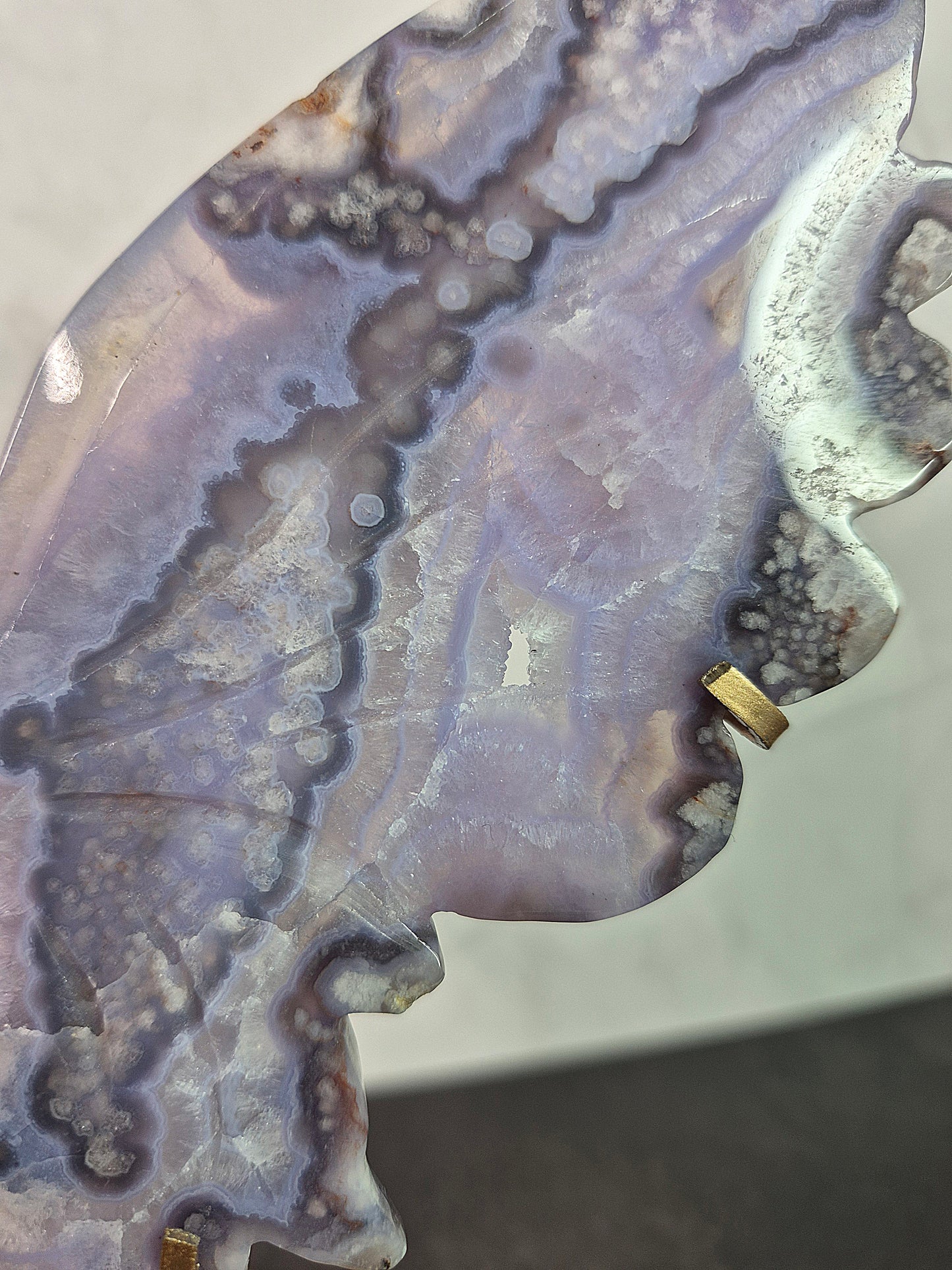 Blue Flower Agate Butterfly Wings on Stand