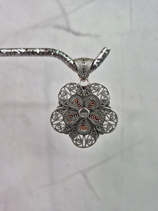 Blood Amber Flower Pendant