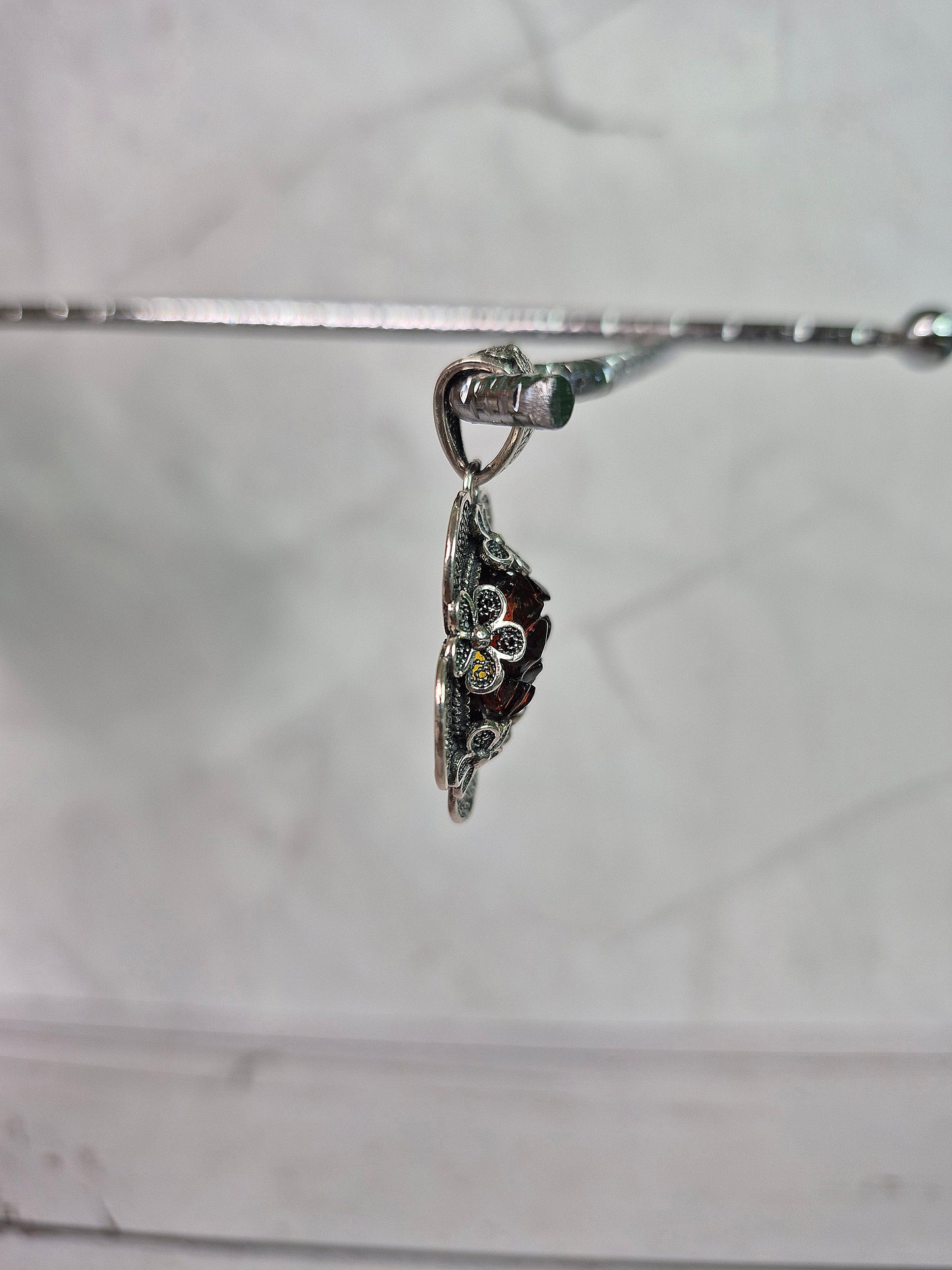 Blood Amber Flower Pendant