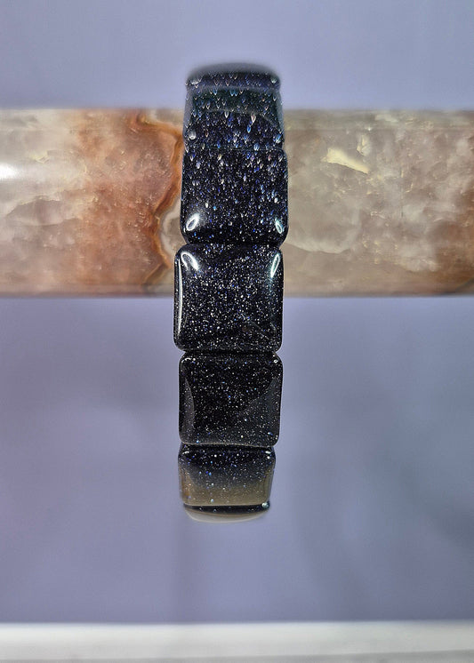 Blue Sandstone Square Beaded Bracelet