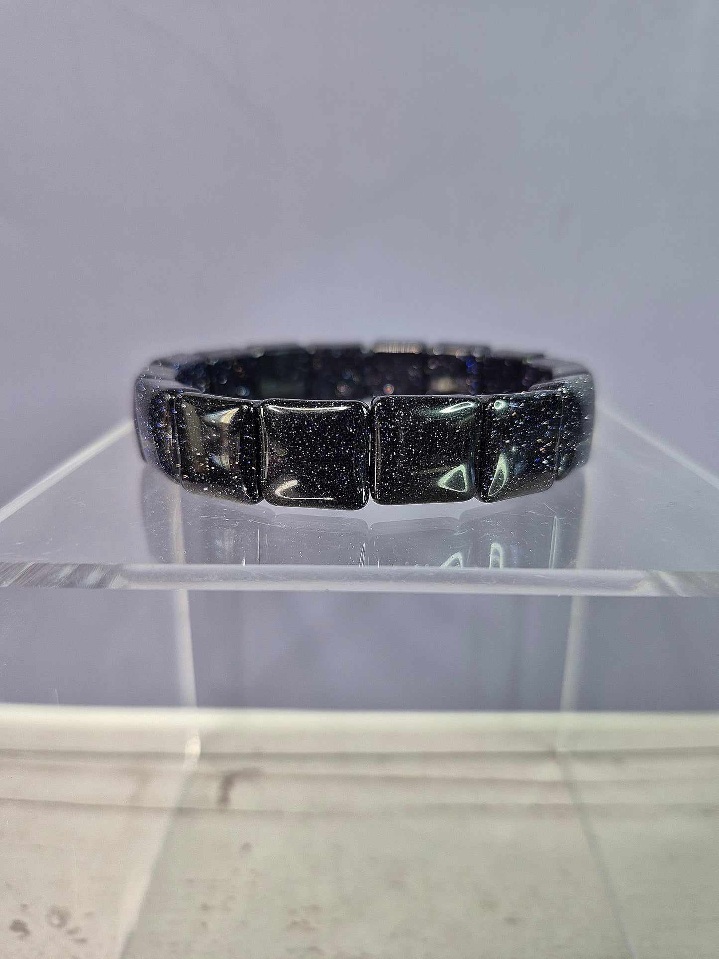 Blue Sandstone Square Beaded Bracelet