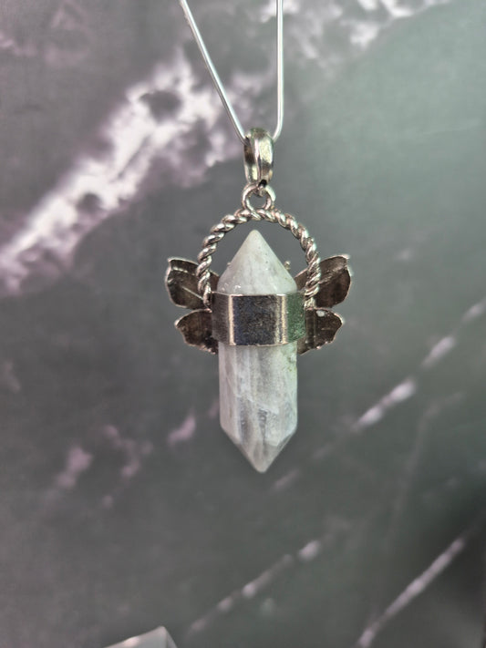 Labradorite and Obsidian Double-Terminated Dragonfly Pendant