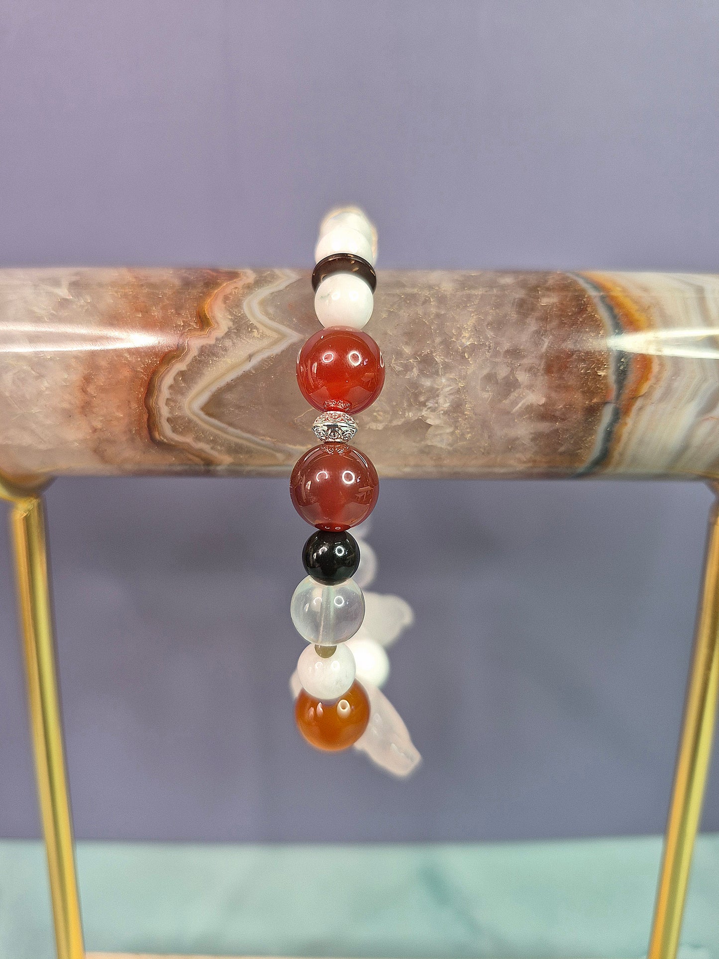 Rose Quartz Butterfly Wing Multi Gem Beaded Bracelet