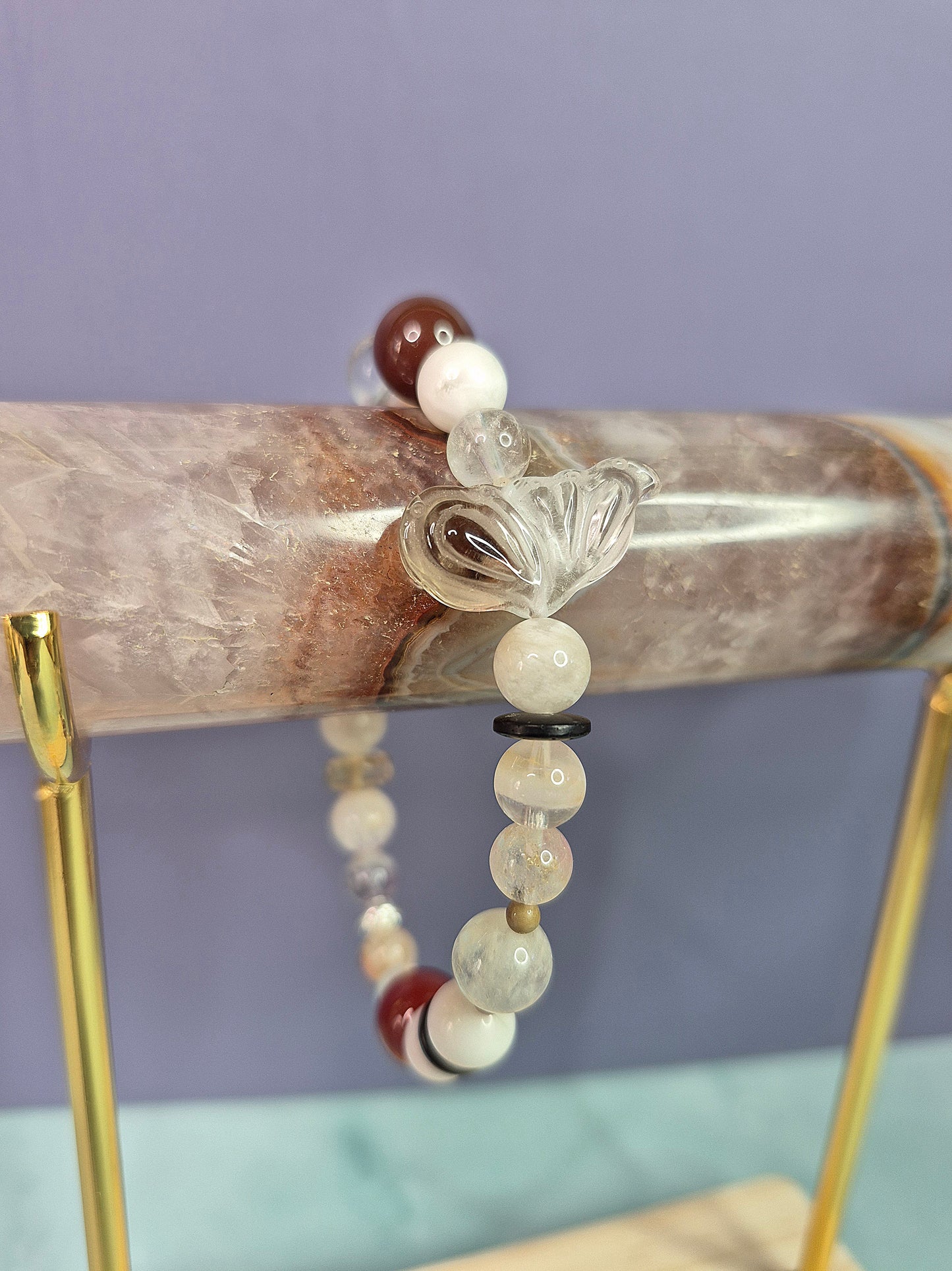 Smoky Quartz Wing Multi Gem Beaded Bracelet