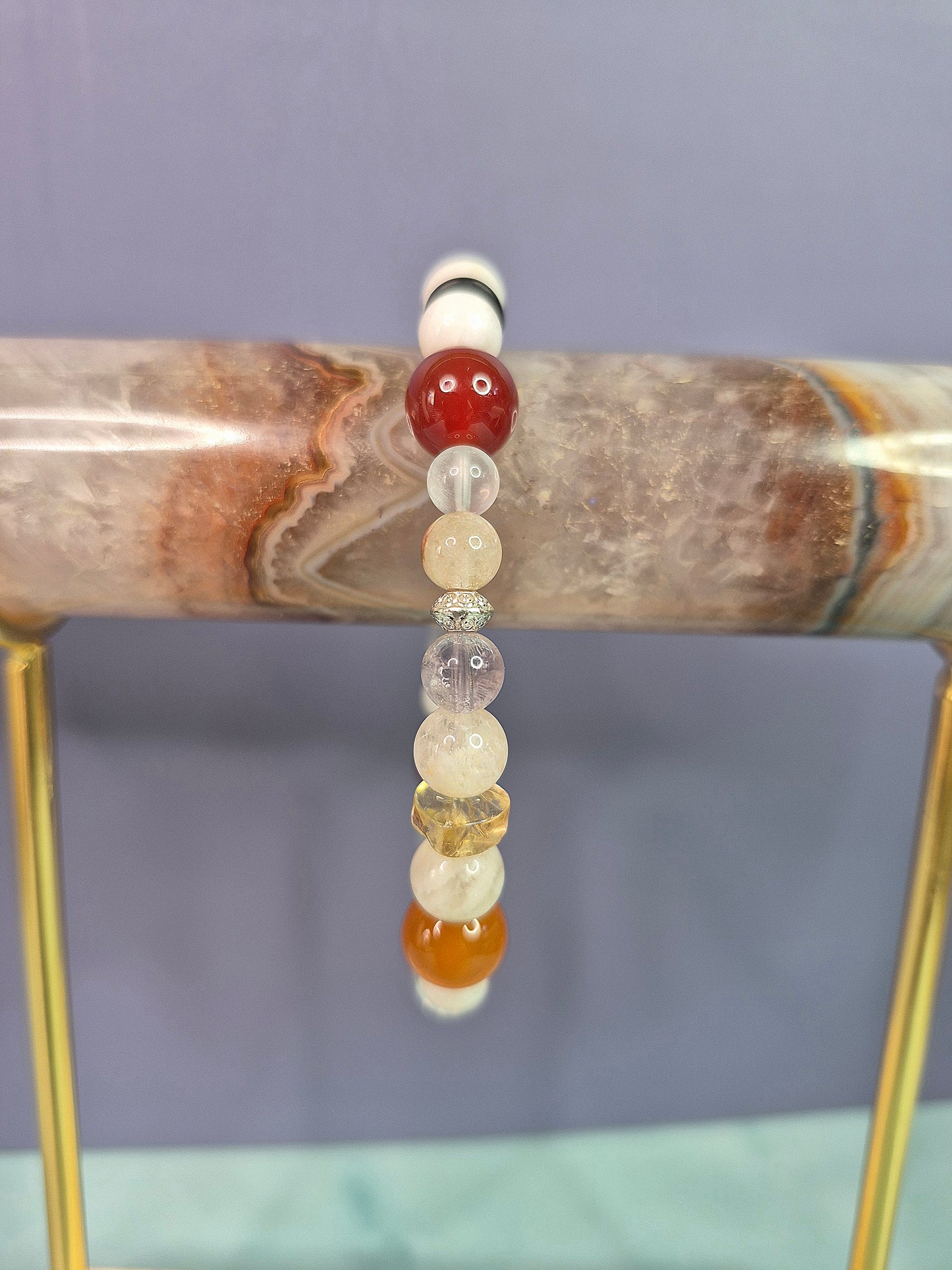 Smoky Quartz Wing Multi Gem Beaded Bracelet