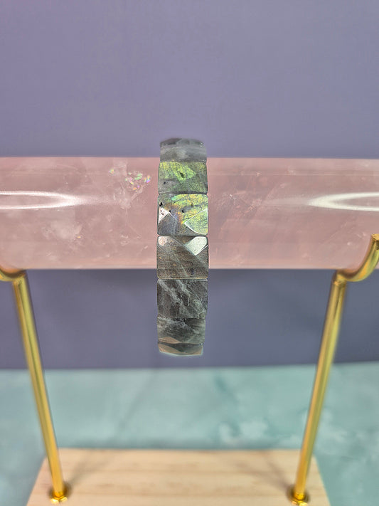 Labradorite Faceted Cut Square Beaded Bracelet