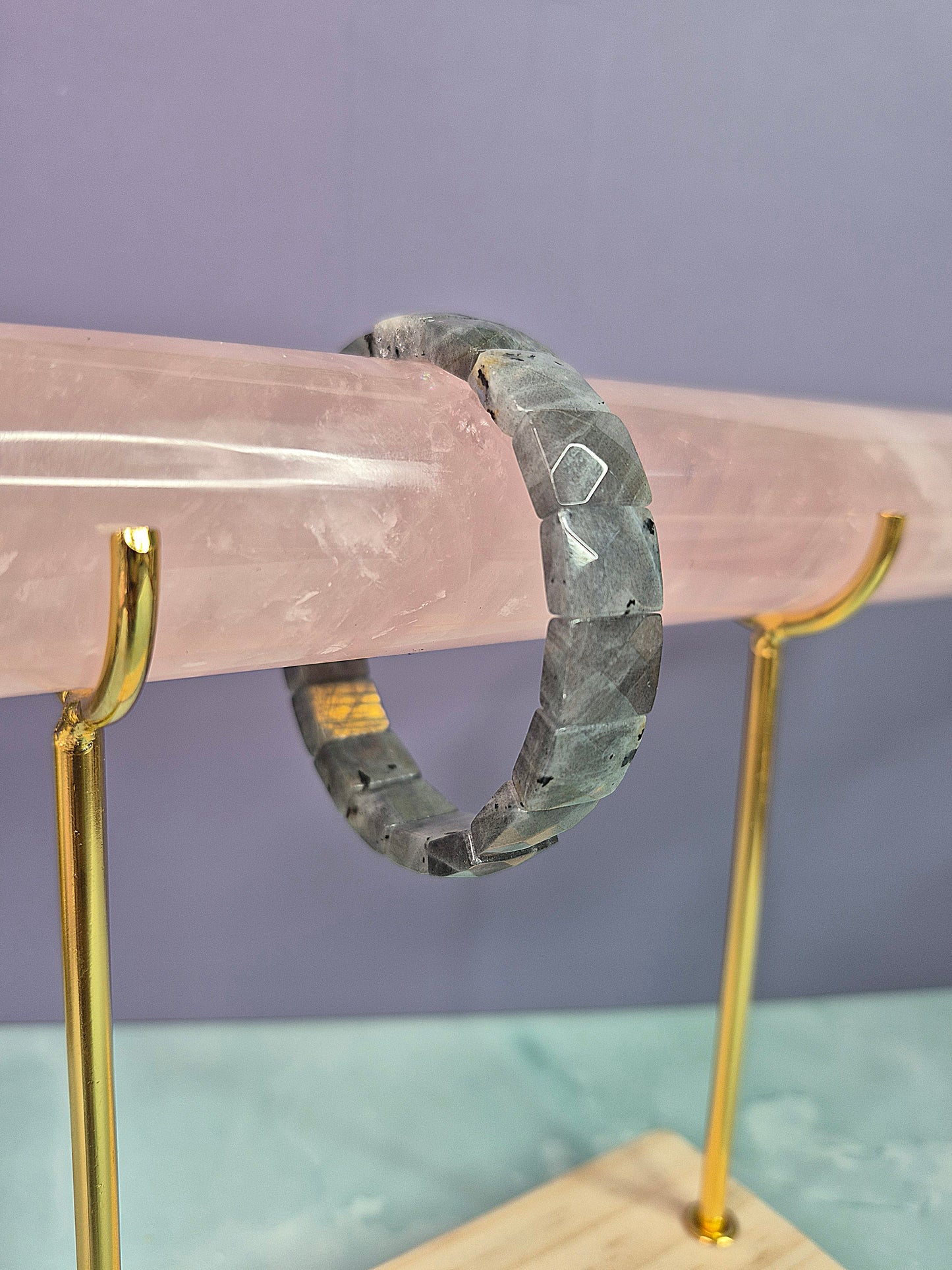 Labradorite Faceted Cut Square Beaded Bracelet
