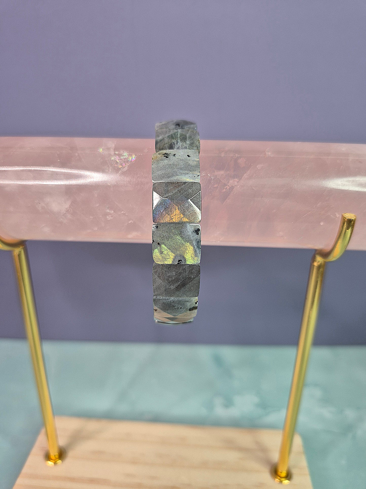 Labradorite Faceted Cut Square Beaded Bracelet