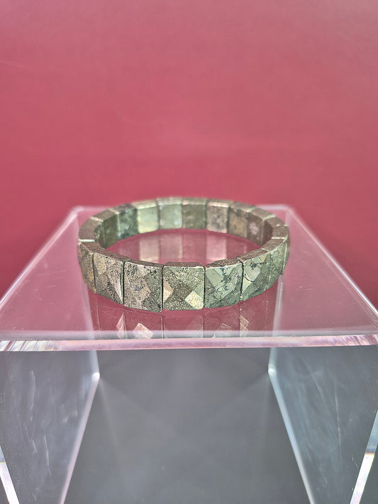 Pyrite Square Beaded Bracelet