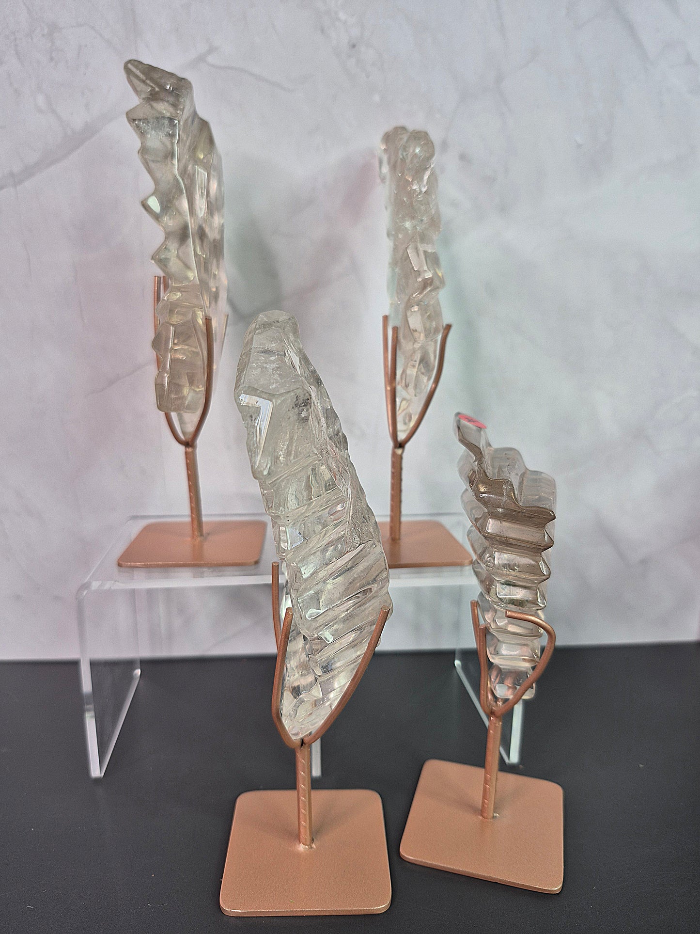 Faceted Smoky Lemurian Freeforms on Stands