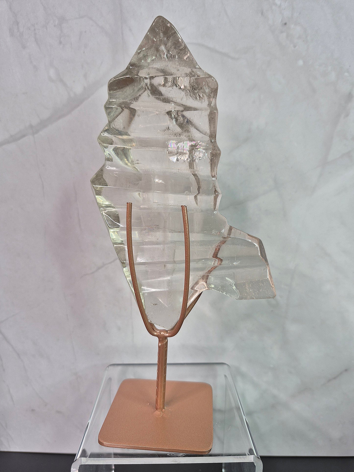 Faceted Smoky Lemurian Freeforms on Stands