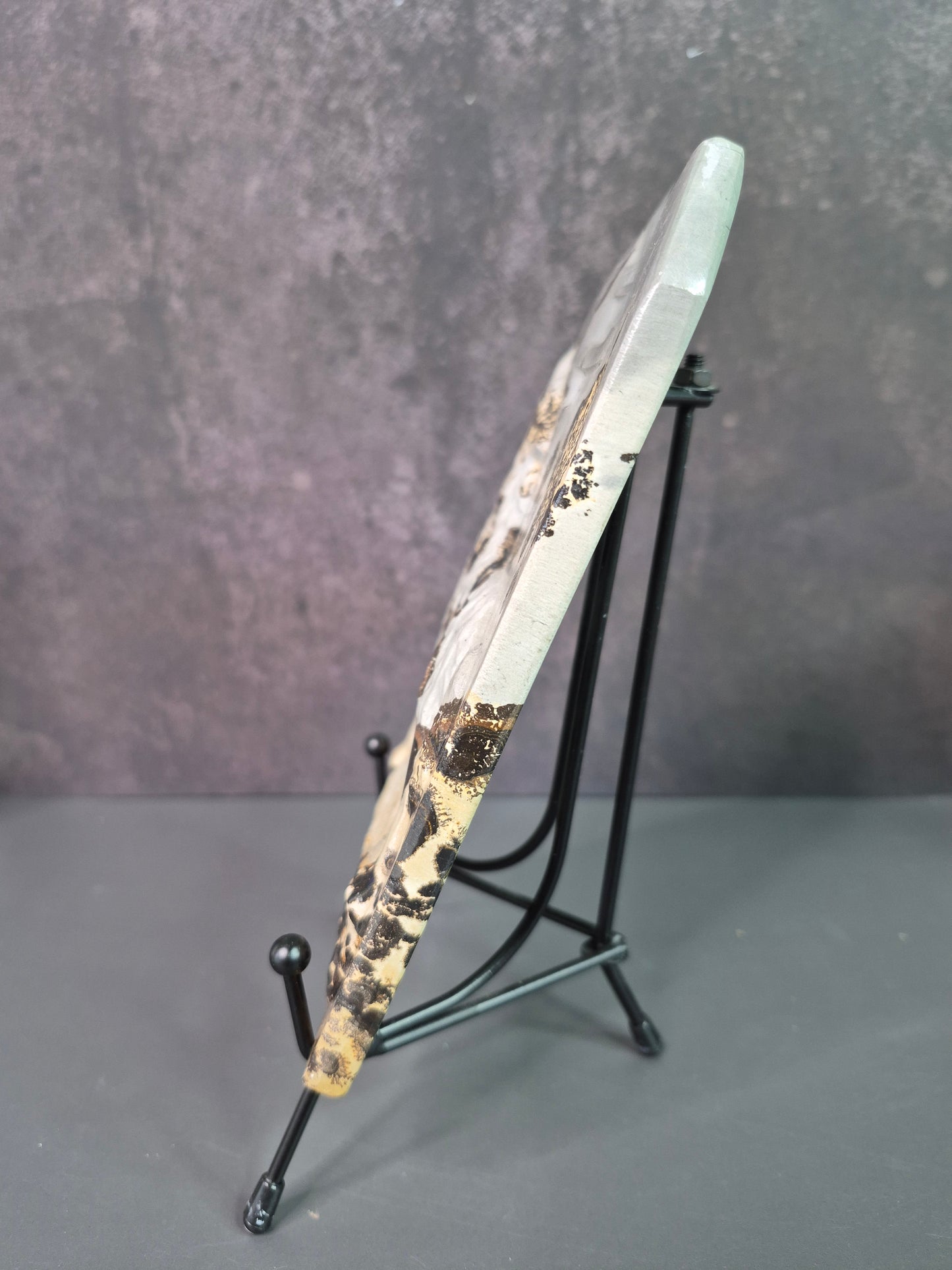 Dendritic Picture Jasper Howling Wolf at Moon Plaque